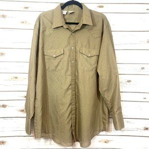Western Frontier Pearl Snap Shirt Mens XL Brown Long Sleeve Button Down Cowboy